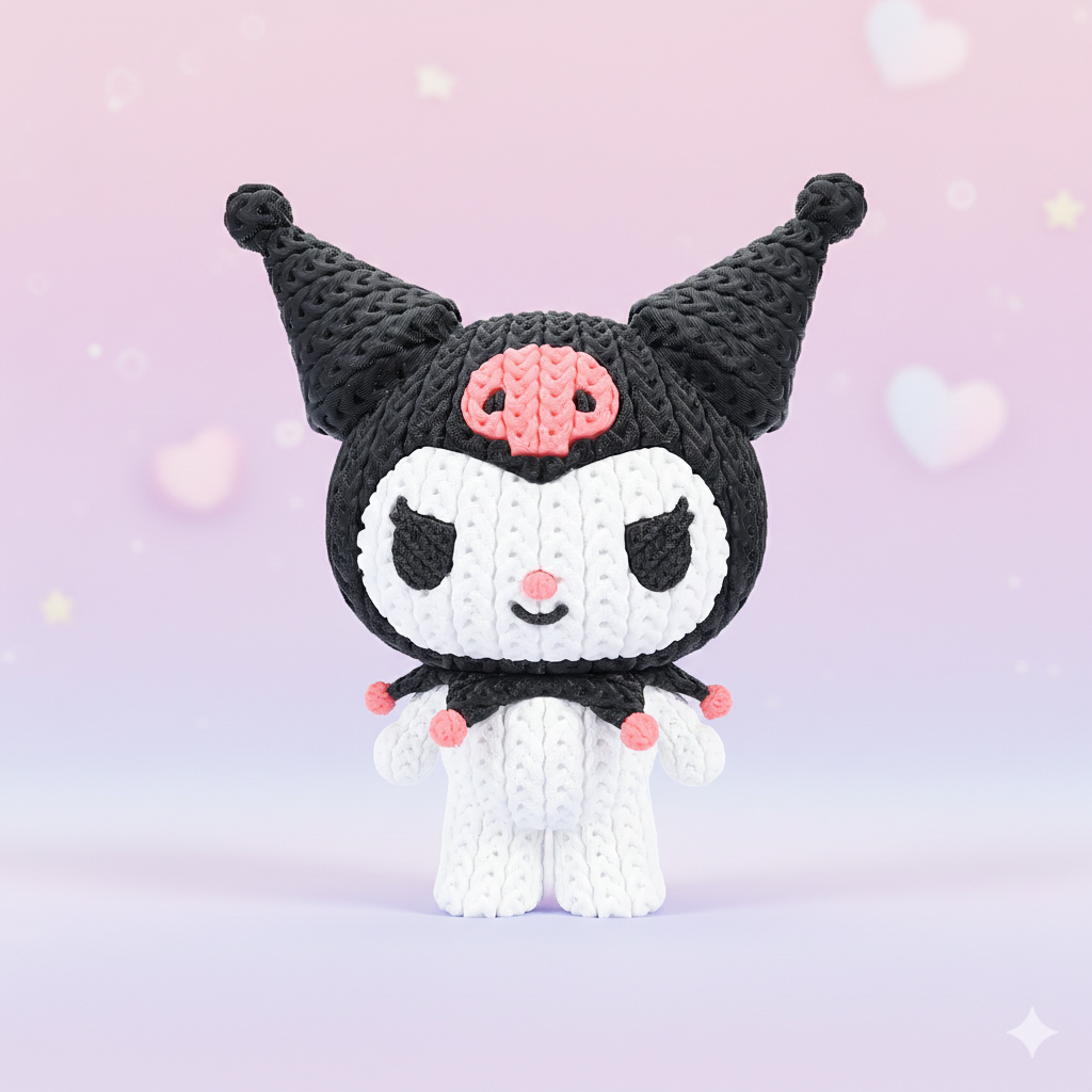Knitted Kuromi from Hello Kitty