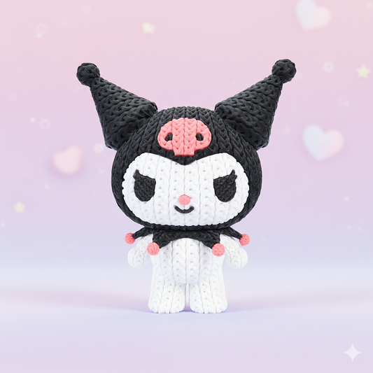Knitted Kuromi from Hello Kitty